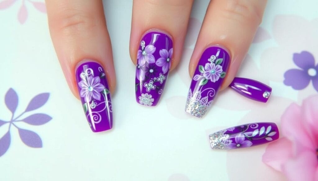 nail designs on purple