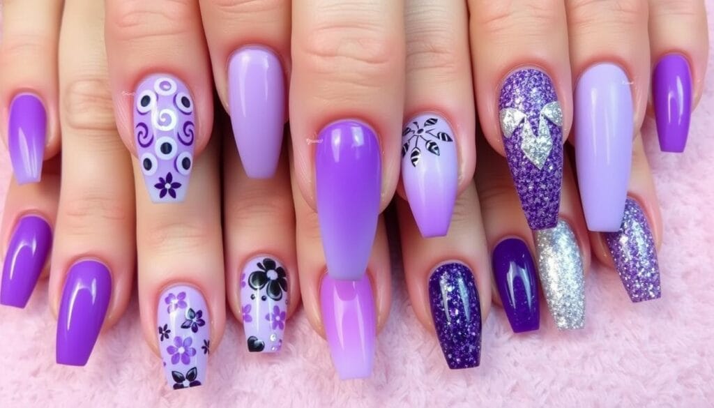 purple nail art techniques