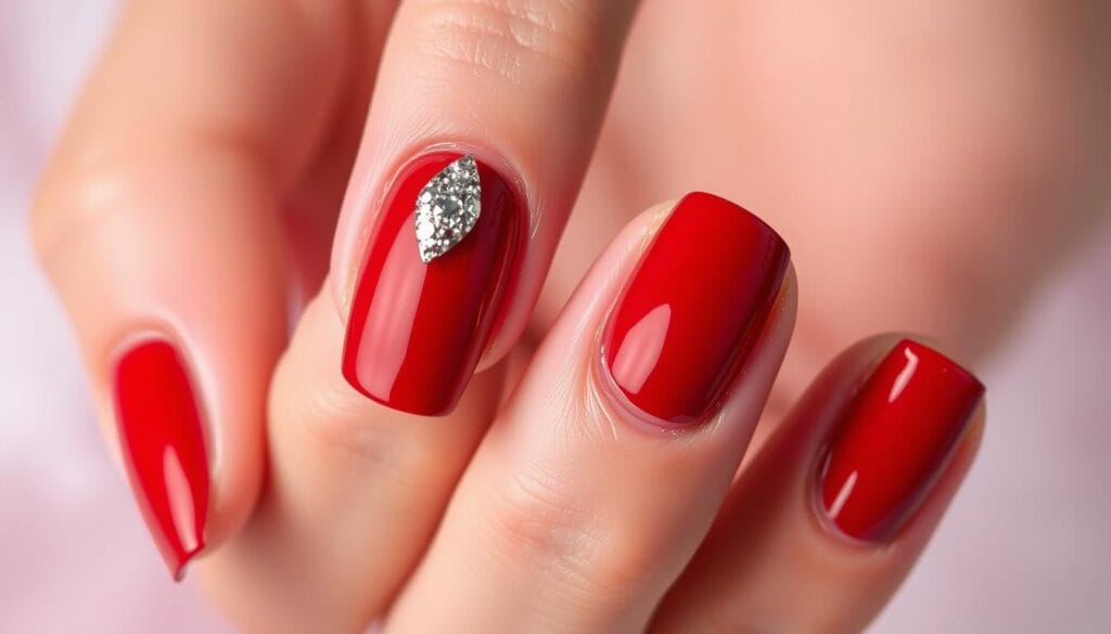 red and silver nails